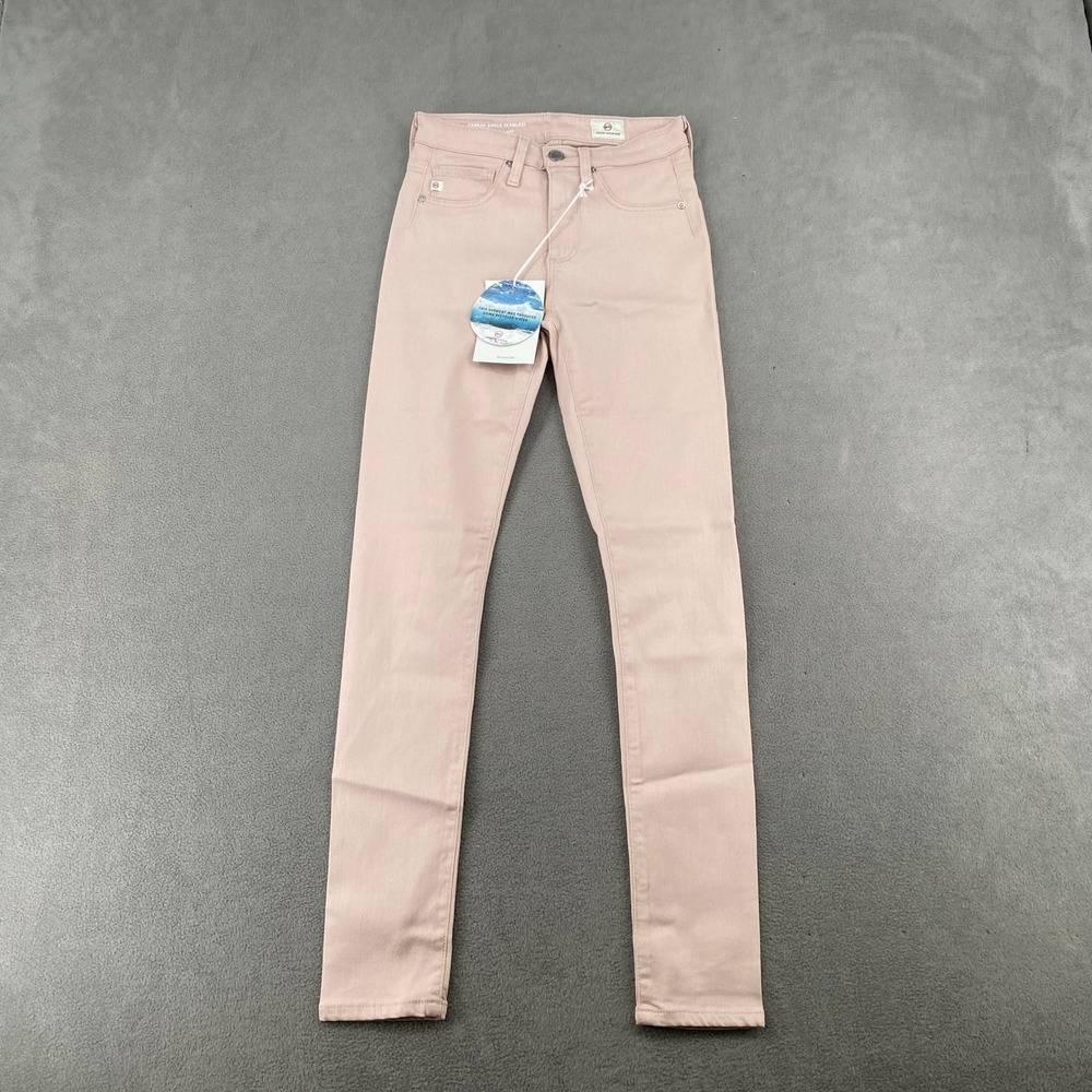 AG Adriano Goldschmied Farrah Ankle Seamless Pink High Rise Skinny Jeans 22 NEW